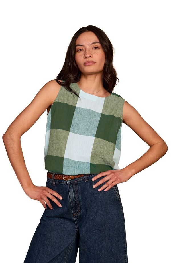 ケルティックアンドコー レディース トップス シャツ ノースリーブ コットン ブラウス Celtic Co Sleeveless Pleat Back Cotton Blouse Green Mult