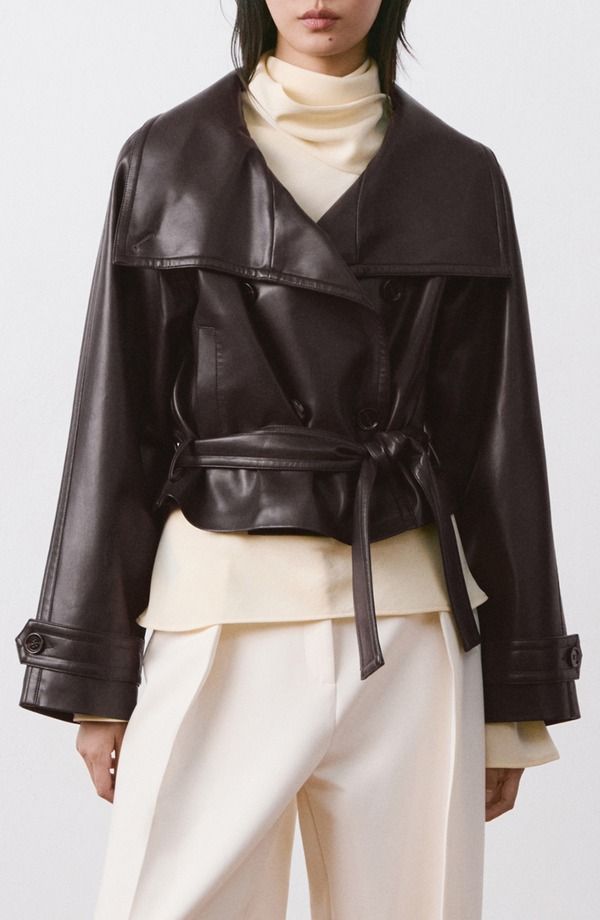 マンゴ レディース アウター ジャケット・ブルゾン レザー フェイクレザー MANGO Faux Leather Belted Jacket MAROON マルーン