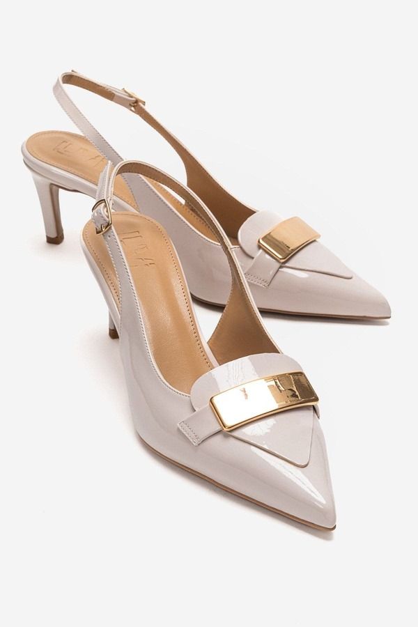 プロローグシューズ レディース パンプス Prologue Shoesollenne Stiletto Pump Ecru Patent エクリュ