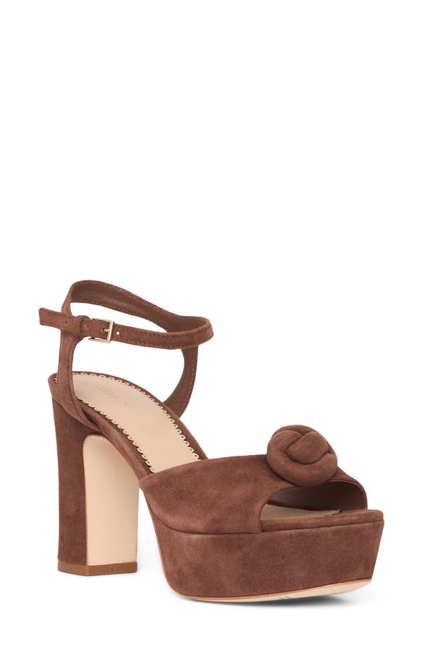 サンク セプト レディース シューズ ヒール プラットフォーム サンダル スエード Cinq Sept Arianna Suede Platform Sandal Women DARK SEPIA