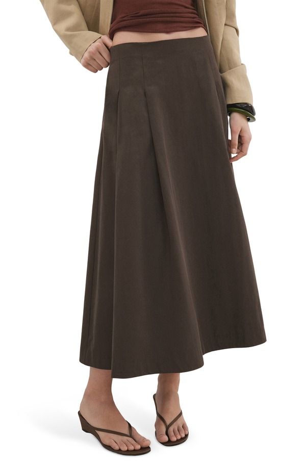 マンゴ レディース ボトムスカート プリーツ ミディ MANGO Pleated Midi Skirt CHOCOLATE チョコレート 13,636円