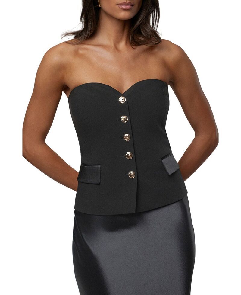 ジェイラックスレーベル レディース トップス ベスト JLUXLABEL Button Front Vest Black ブラック