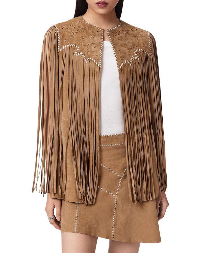 オールセインツ レディース アウター ベスト スエード ALLSAINTS Carter Tassel Suede Vest Sand Brown ブラウン