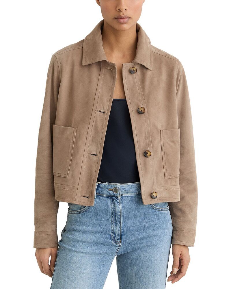 レイス レディース アウター ジャケット・ブルゾン スエード REISSonny Button Up Suede Jacket Neutral