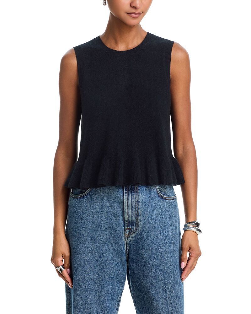 アクア レディース アウター ニット・セーター クルーネック AQUA 100 Cashmere Peplum Crewneck Sweater Exclusive Black ブラック 34,320円