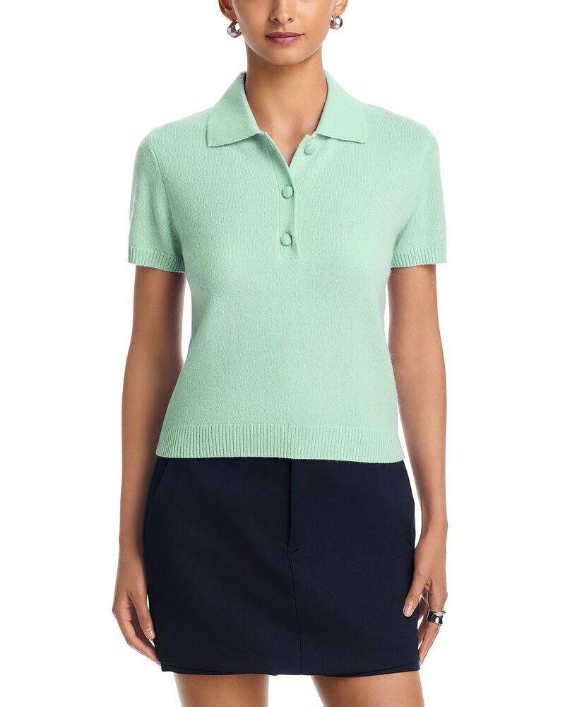 アクア レディース アウター ニット・セーター ポロシャツ AQUA 100 Cashmere Polo Sweater Exclusive Pistachio アクア