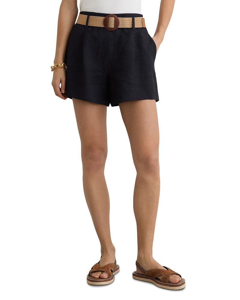 レイス レディース ボトムス ハーフパンツ・ショーツ プリーツ ショートパンツ REISS Matilda Pleated Shorts Navy ネイビー