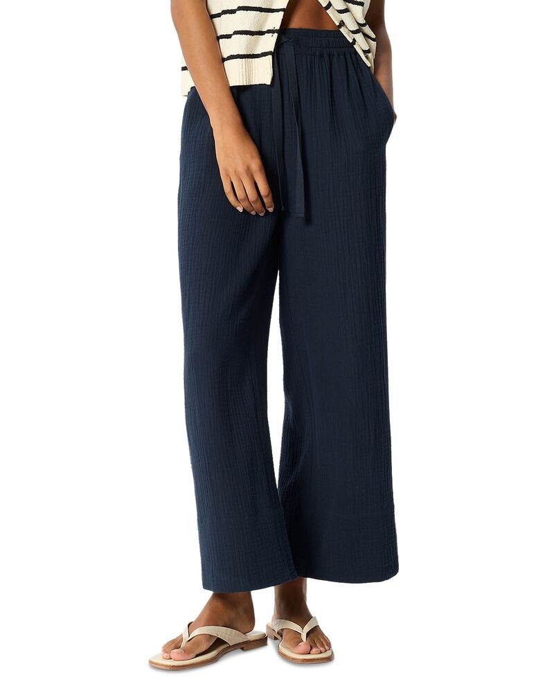 ホイッスルズ レディース ボトムス カジュアルパンツ Whistles Wide Crop Cheesecloth Pants Navy ネイビー