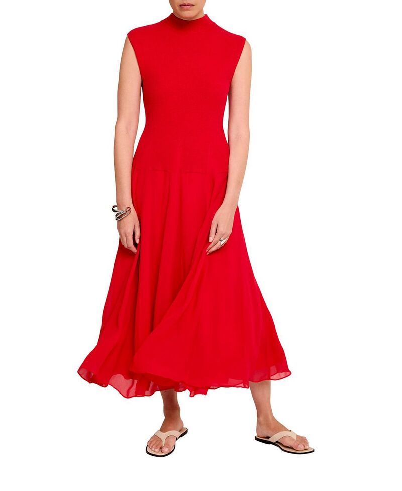 ミルトンベルベット レディース トップス ワンピース ミディ ノースリーブ ニット Mint Velvet Womensleeveless Drop Waist Knit Midi Dress Red 51,480円