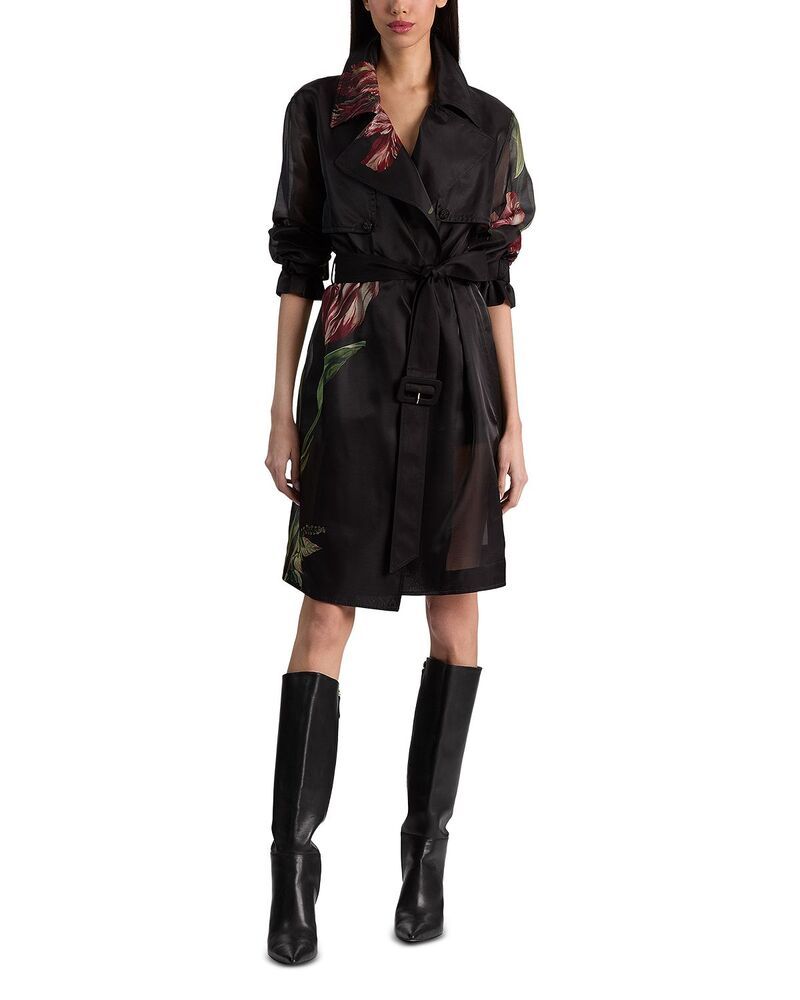 アリスアンドオリビア レディース アウター コート シアー Alice and Olivia Silvia Sheer Trench Coat Softulip Black ブラック