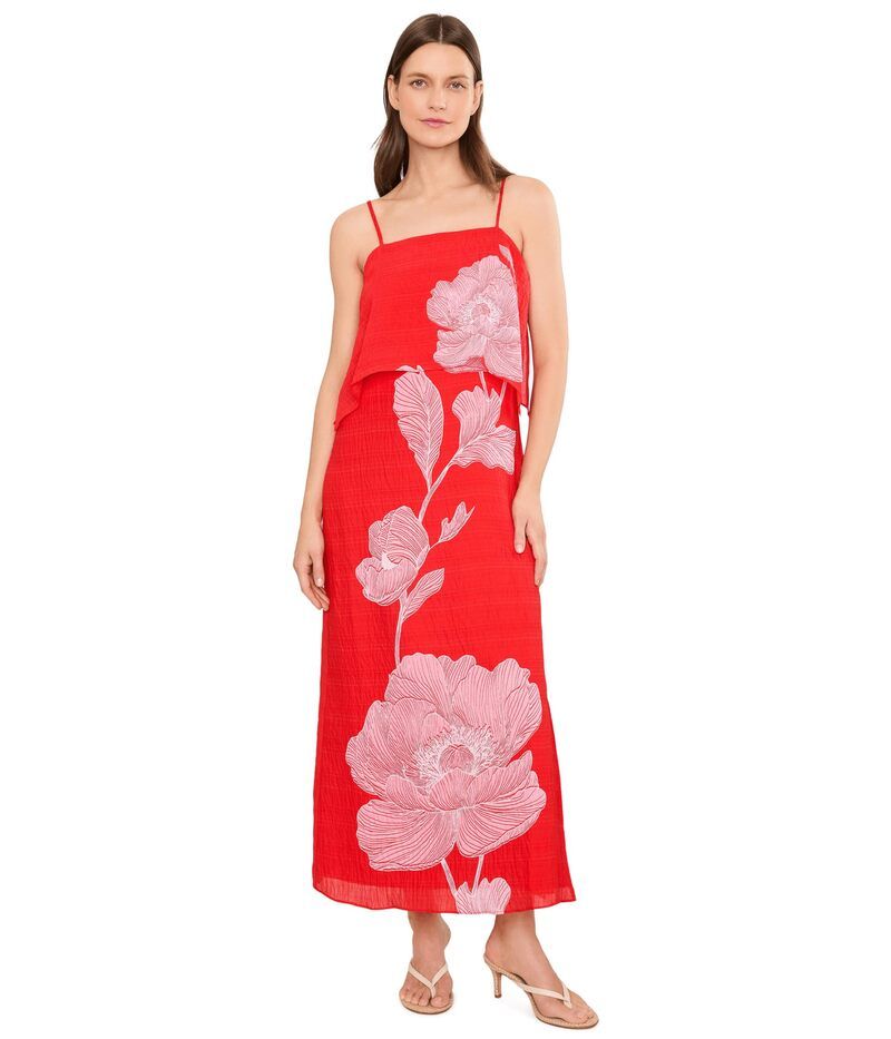 ヴィンスカムート レディース トップス ワンピース ミディ オーバーレイ Vince Camuto Four Tier Overlay Midi Dress Lobste red レッド 26,864円