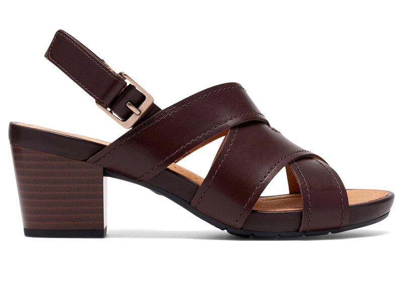 クラークス レディース シューズ ヒール Clarks Kymber Shine Dark Brown Leather ブラウン