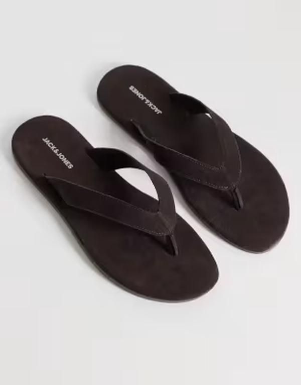 ジャック アンド ジョーンズ メンズ シューズ サンダル スエード Jack Jonesuede flip flops in dark Java ブラウン