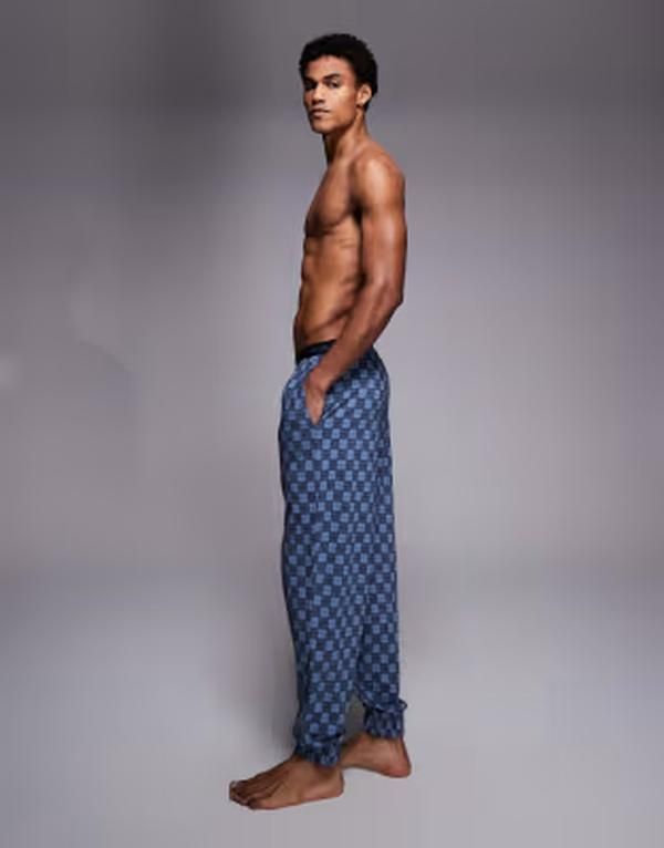ヒューゴレッド メンズ ボトムス カジュアルパンツ プリント スウェットパンツ Hugo Red HUGO Bodywear plaid print Aaron sweatpants in dark