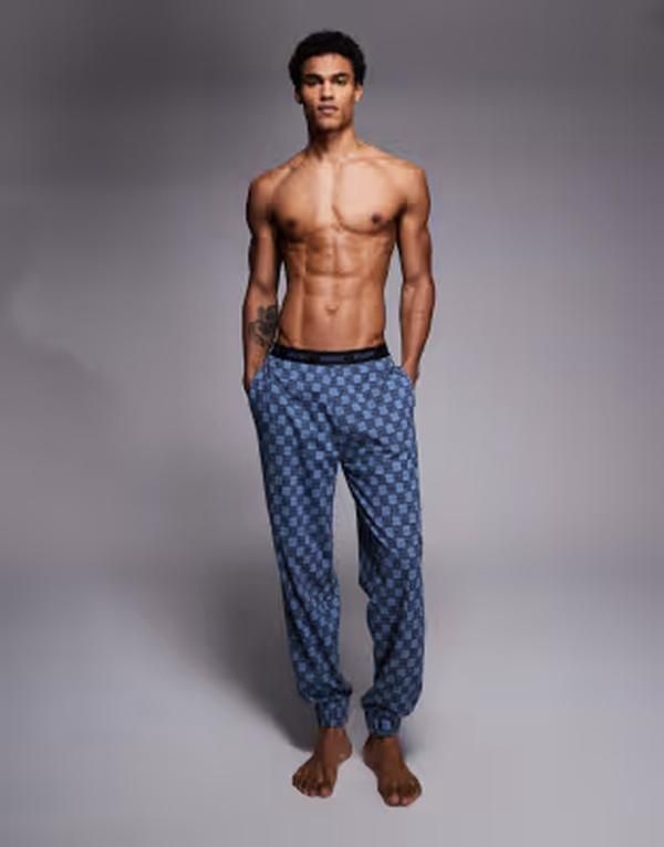 ヒューゴレッド メンズ ボトムス カジュアルパンツ プリント スウェットパンツ Hugo Red HUGO Bodywear plaid print Aaron sweatpants in darkその他