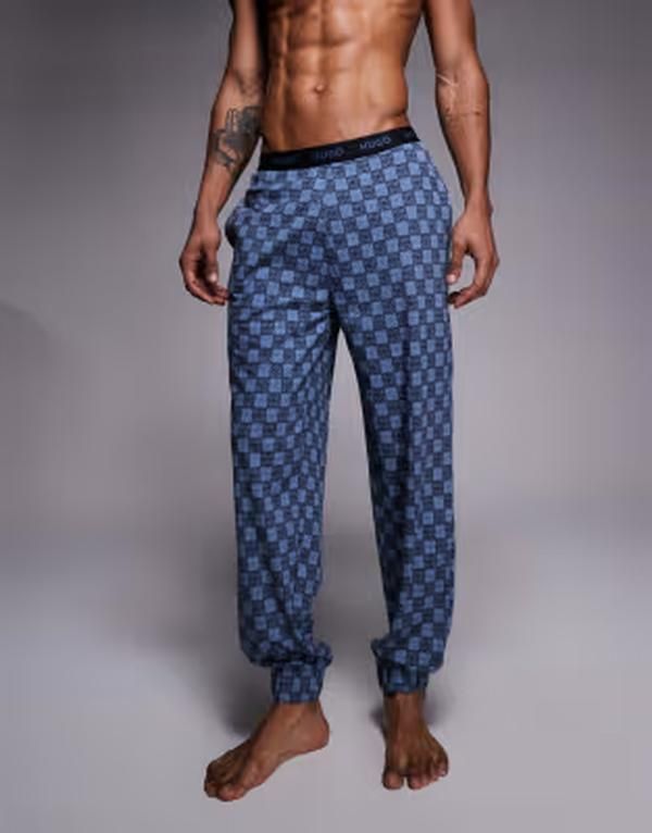 ヒューゴレッド メンズ ボトムス カジュアルパンツ プリント スウェットパンツ Hugo Red HUGO Bodywear plaid print Aaron sweatpants in dark