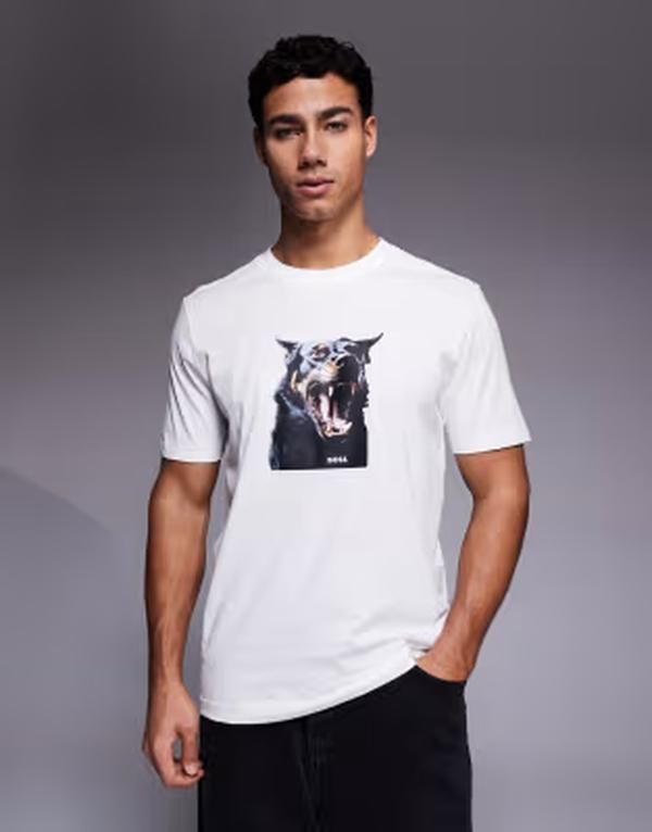 ボス オレンジ メンズ トップス Tシャツ プリント グラフィック BOSS Orange graphic doberman printshirt White ホワイト 29,100円