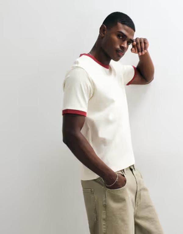 ジャック アンド ジョーンズ メンズ トップス Tシャツ Jack Jones ringer tee in cream and Antique White ホワイト 8,954円