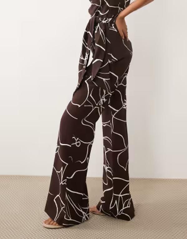 マンゴ レディース ボトムス カジュアルパンツ プリント Mango Lauren straight pantswirl print part of a set BROWN ブラウン 21,286円