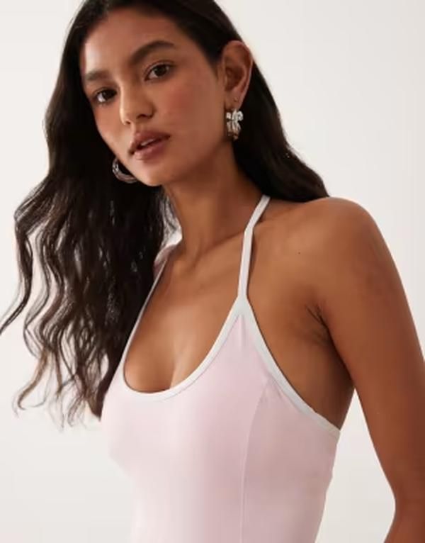 コットンオン レディース トップス タンクトップ ホルター Cotton Active ultra soft scoop halter tank in cherry dream Cherry Drea