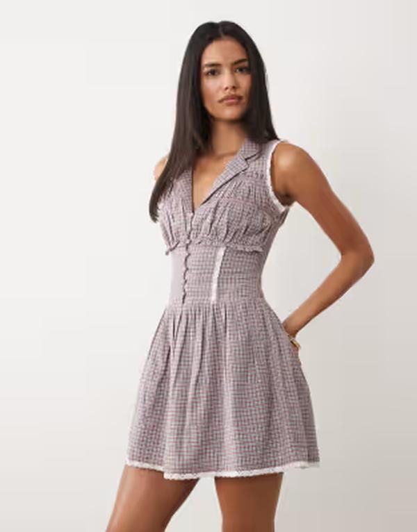 コットンオン レディース トップス ワンピース ミニ シャツ Cotton Zoey mini shirt dress in lola plaid チェック 15,466円