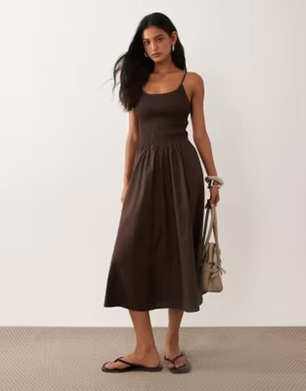 コットンオン レディース トップス ワンピース マキシ Cotton Amelia maxi dress BROWN ブラウン