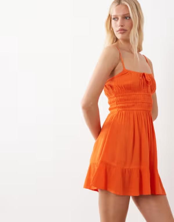 ミスセルフフリッジ レディース トップス ワンピース ミニ Misselfridge cheesecloth mini sun dress in orange オレンジ