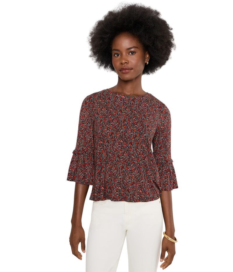 リヴァプール ロサンゼルス レディース トップス シャツ ニット Liverpoolos Angeles Jewel Neck 12 Sleeve Knitop Red Black Multi ブラッ