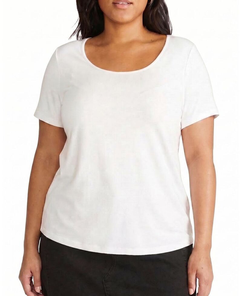 ユニバーサル スタンダード レディース トップス Tシャツ プラスサイズ Universal Standard Womens Pluscoop Neck Tee White ホワイト