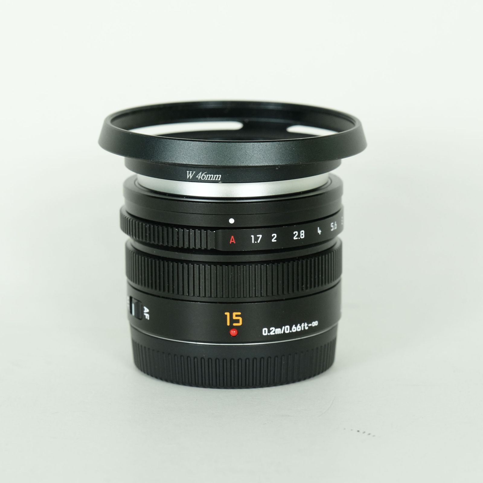 [良品 | フード・フィルター付] Panasonic LEICA DG SUMMILUX 15mm F1.7 ASPH. [ブラック] | マイクロフォーサーズマウント