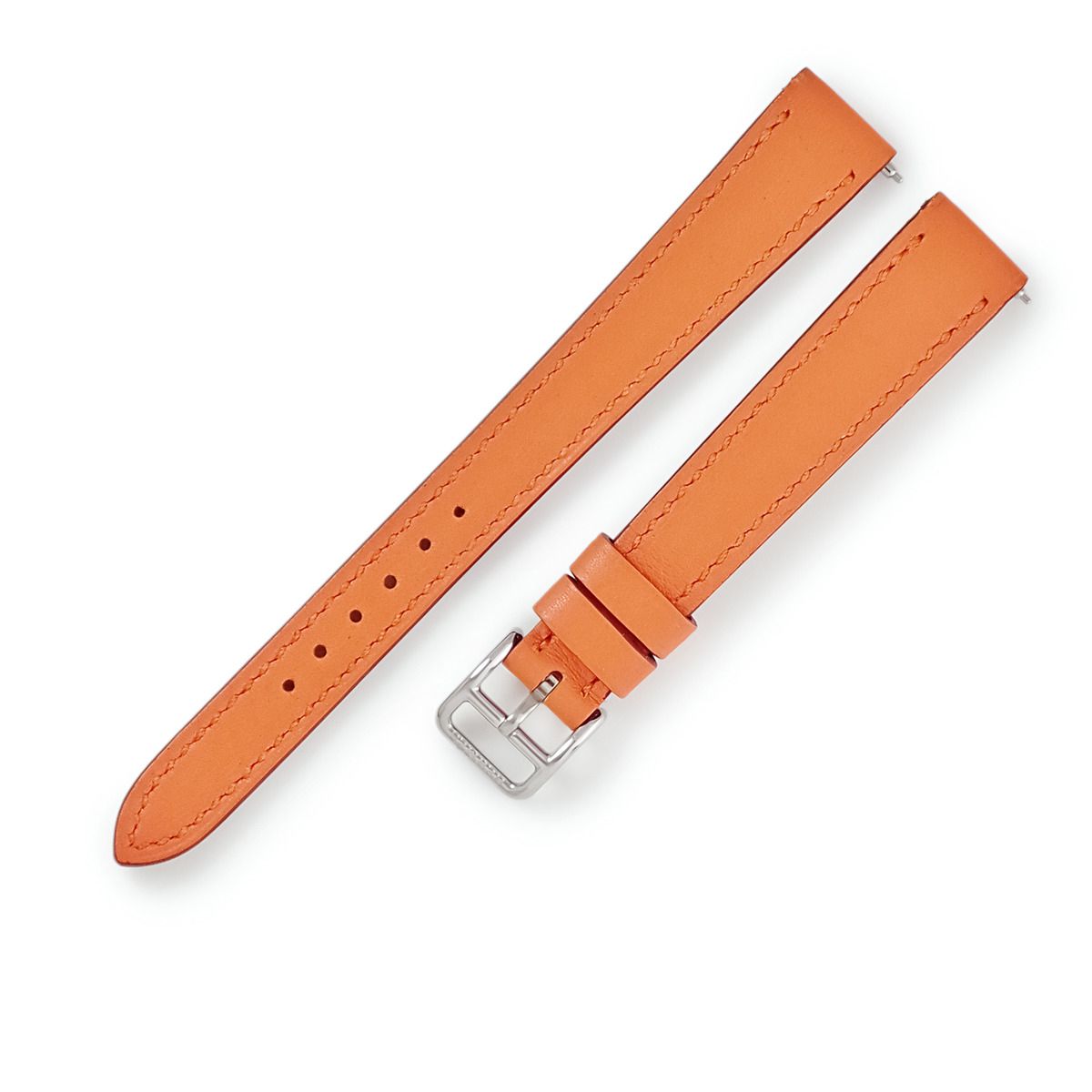 エルメス HERMES 腕時計パーツ 純正 レザーバンド レザー ステンレススチール オレンジ 未使用 替え スペア 交換 ベルト 本革 13mm オレンジ SS 尾錠 バネ棒 【中古】
