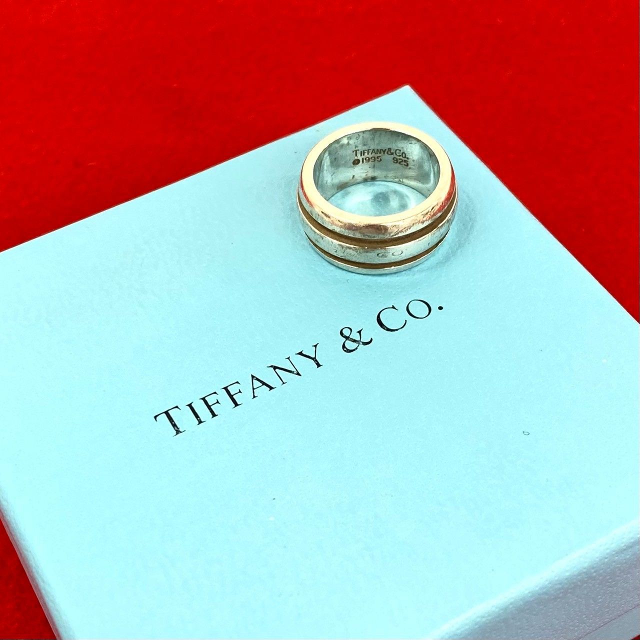 極 美品 TIFFANY&Co. ティファニー ヴィンテージ グルーブド ダブル