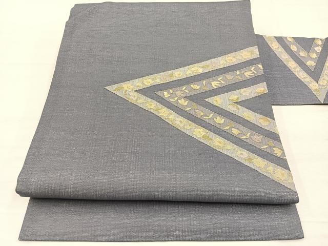 平和屋着物＊夏物　九寸名古屋帯　すくい織　花唐草文　金糸　正絹　逸品　BAAX7883hv 22,776円