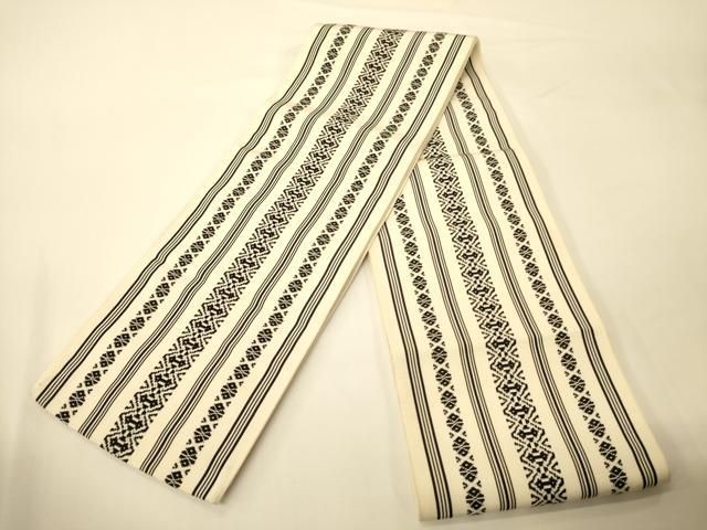 平和屋着物●本場筑前博多織　半幅帯　献上柄　正絹　逸品　CABI5137ak