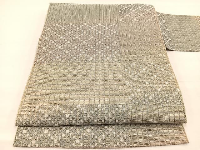 平和屋着物*夏物 八寸名古屋帯 菱文様 金糸 正絹 逸品 BAAY4067hv