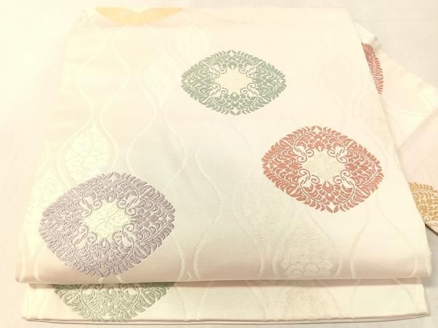 平和屋着物●九寸名古屋帯　唐織　立涌花菱文　正絹　逸品　CABK4500vp