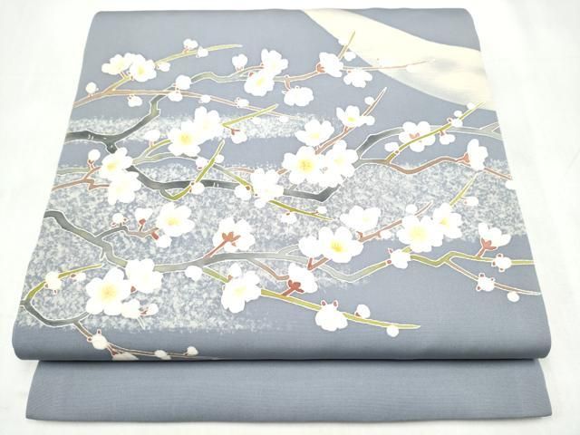 平和屋着物●塩瀬　九寸開き名古屋帯　作家物　刺繍　枝梅文　正絹　逸品　CABK5692hy 30,420円