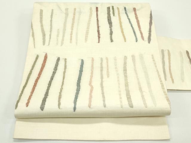 平和屋着物＊夏物　九寸名古屋帯　抽象文　金銀糸　正絹　逸品　CABJ9098rv