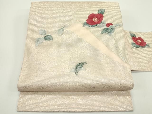 平和屋着物＊夏物　九寸名古屋帯　枝牡丹　金銀糸　正絹　逸品　CABJ9102rv