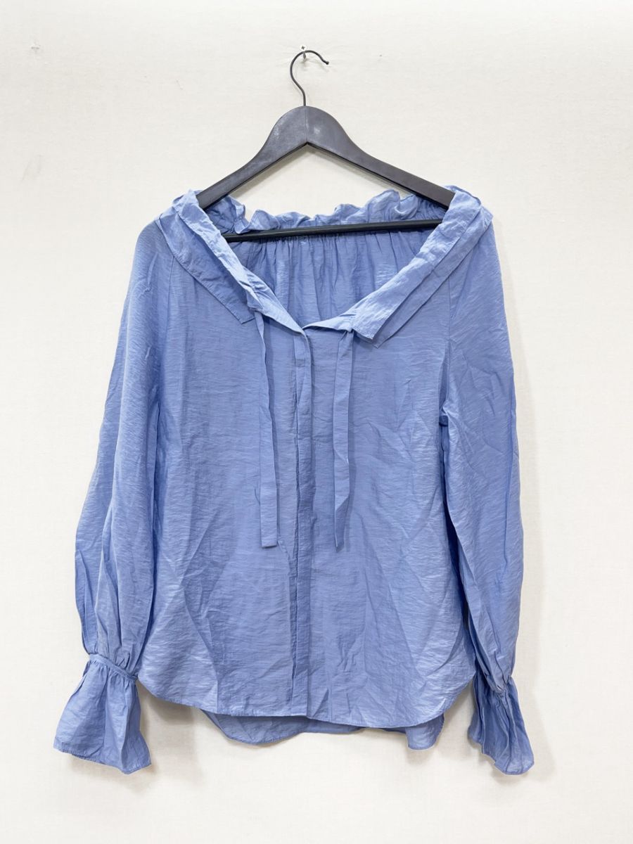 NOLLEY'S ノーリーズ sophi シアーシルクフリルネック ブラウス シャツ size 36 (M)/ライトブルー ■◇◎レディース
