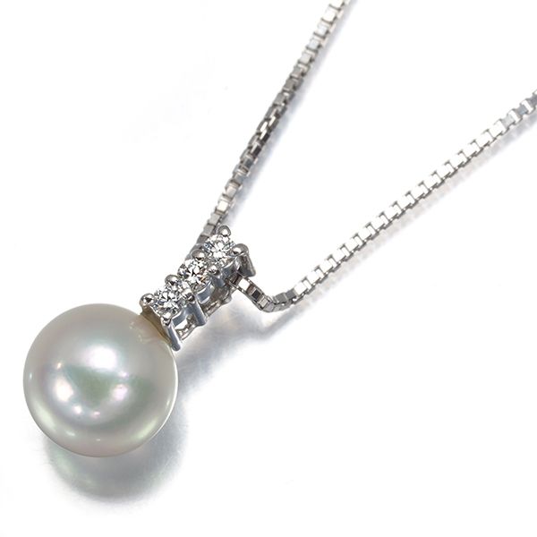 TASAKI タサキ ネックレス パール 真珠 6.8mm ダイヤ ダイヤモンド 0.04ct 一粒 Pt850 #198589