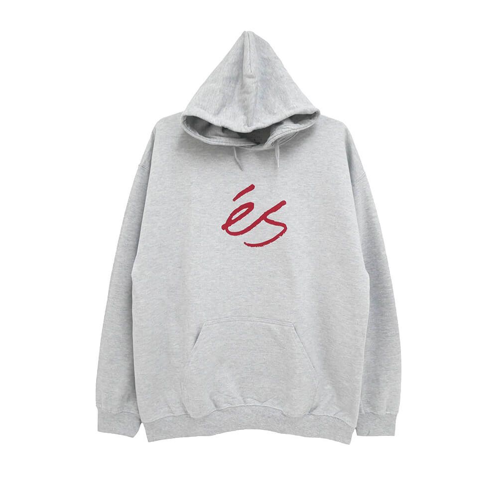 ES HOOD エス パーカー SCRIPT GREY/RED　スケートボード スケボー
