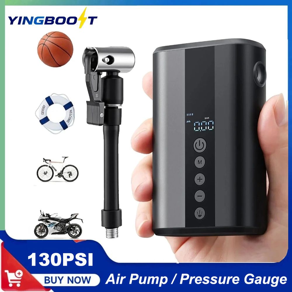YINGBOOST ミニポータブル電動ポンプ バイク用コードレスタイヤインフレータ
