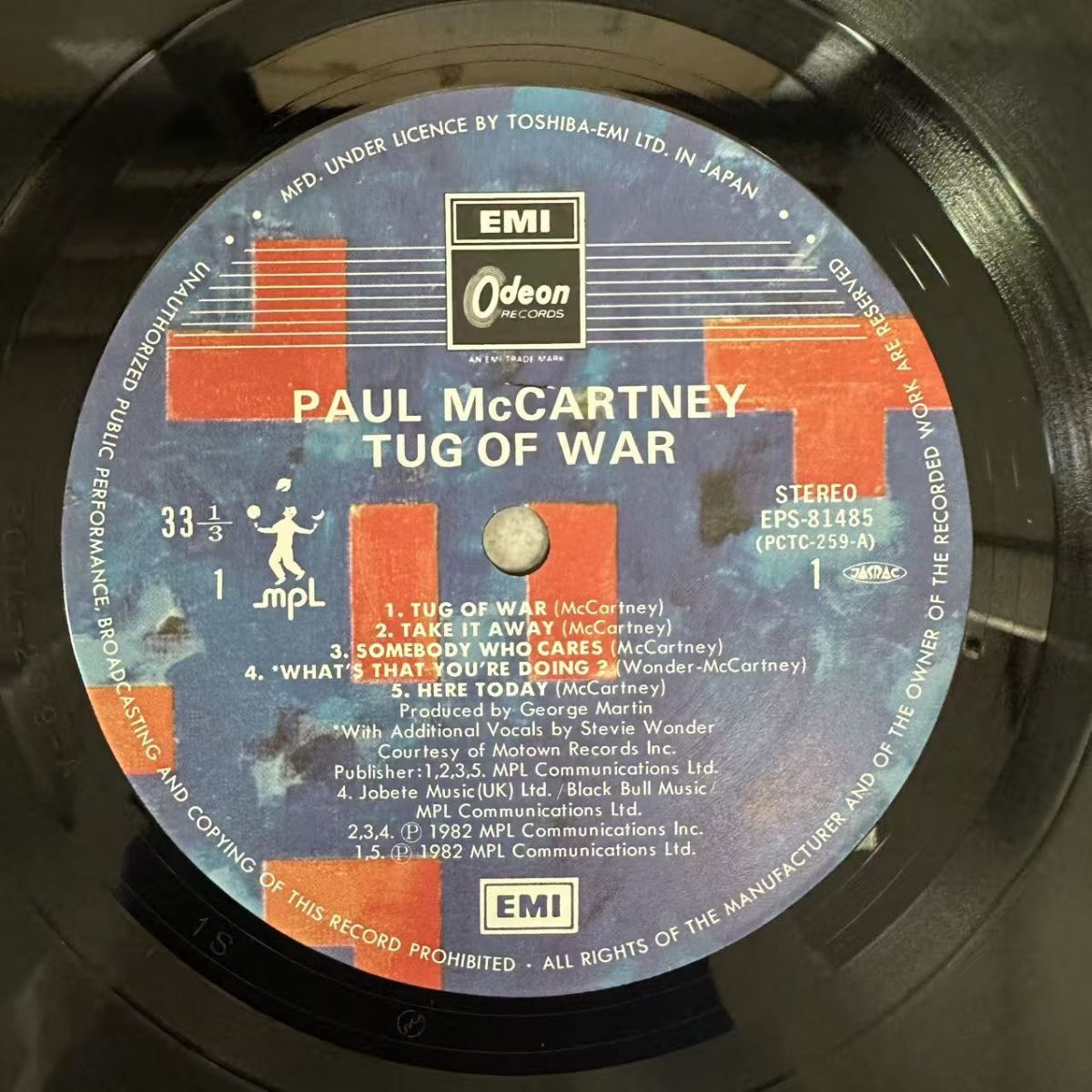 帯付/Paul McCartney/Tug Of War/EPS-81485/1982/Rock/レコード/record