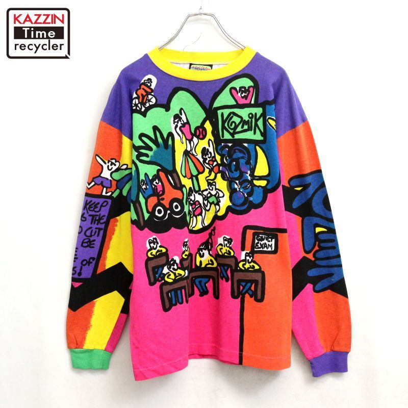 90s USA製 vintage KOZMIK 総柄 長袖Ｔシャツ メンズ 表記Mサイズ 9,204円