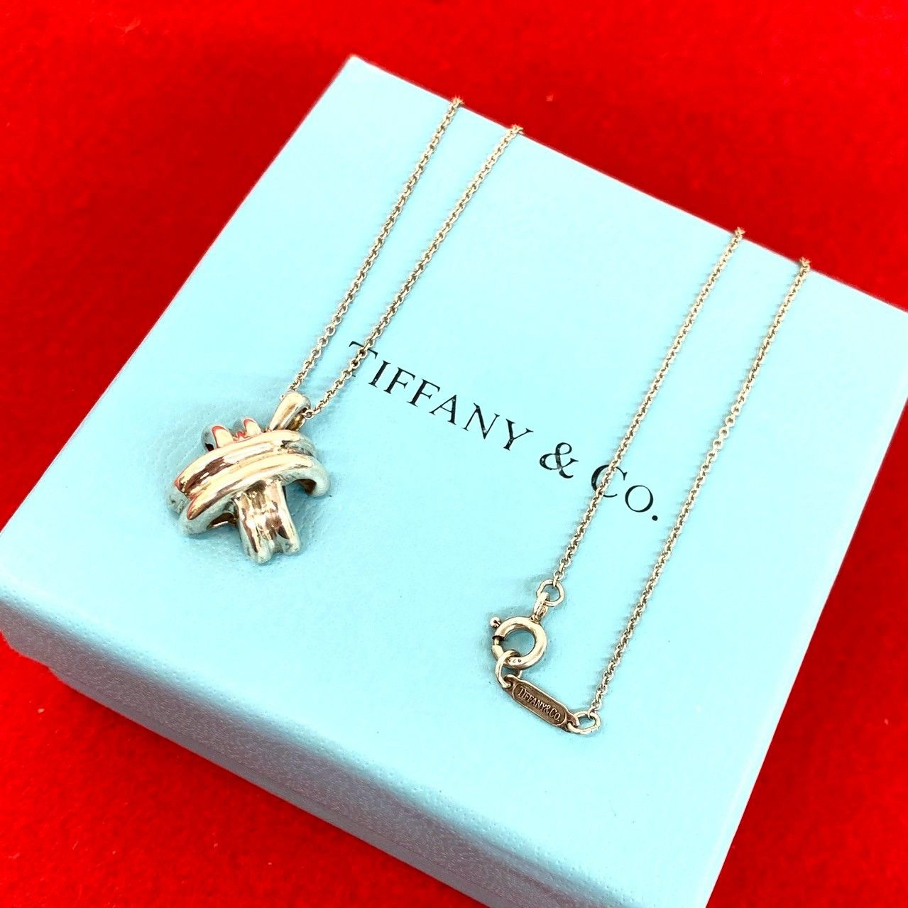 極 美品 TIFFANY&Co. ティファニー ヴィンテージ シグネチャー ネックレス シルバー925 アクセサリー ペンダント シルバー 95100