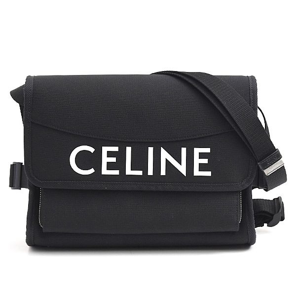 セリーヌ バッグ メンズ レディース スモール トレッキング メッセンジャー ロゴ ショルダーバッグ ナイロン ブラック CELINE 11006 中古