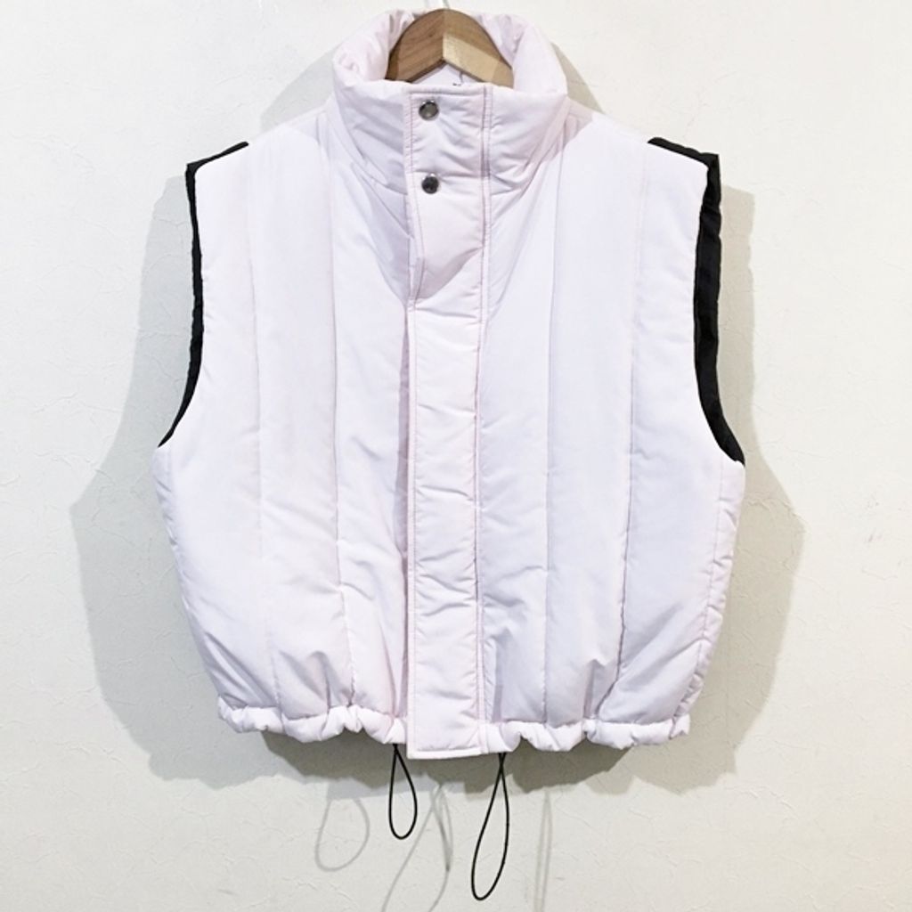 MSGM エムエスジーエム ダウンベスト チェッカー チェック ブラック ピンク スタンドカラー