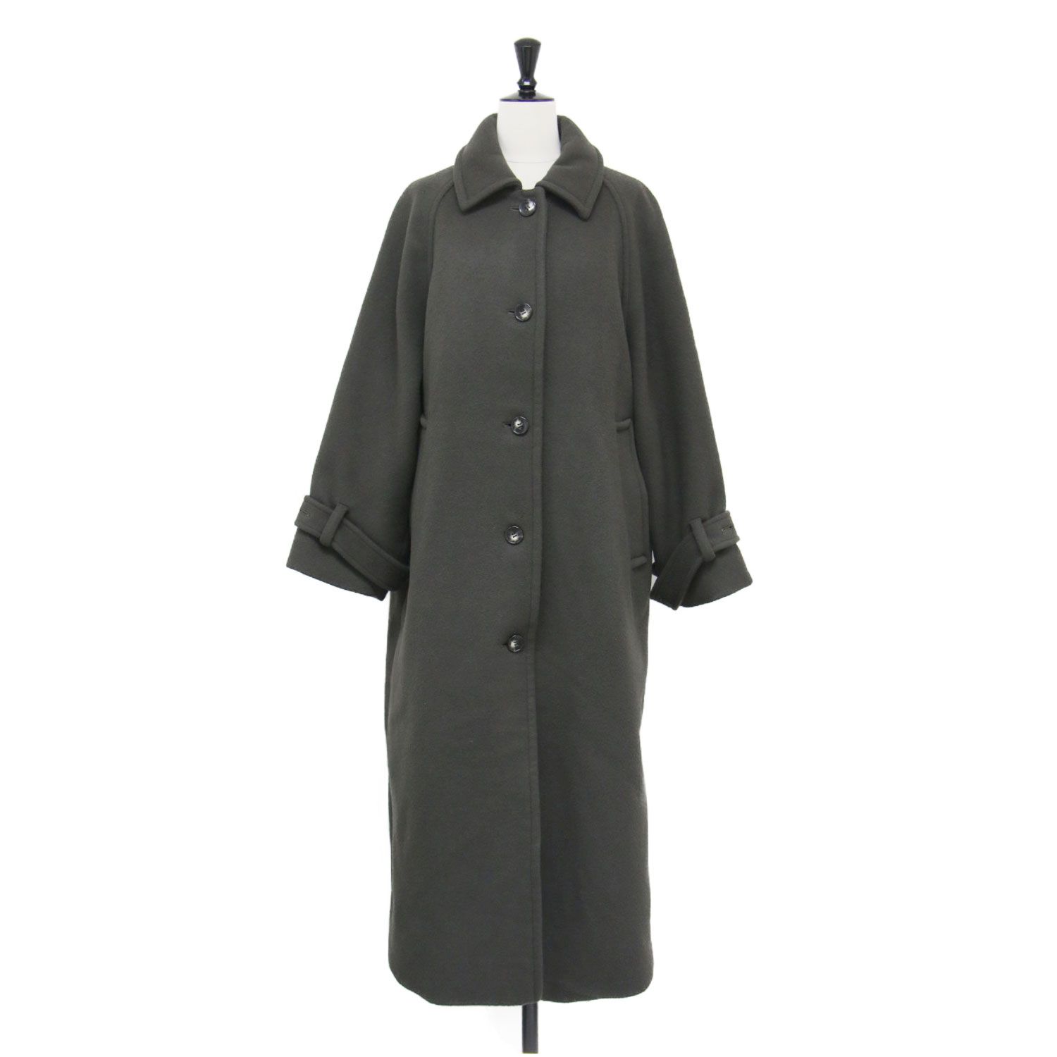 SACRA サクラ コート カーキ サイズ:38(M) 23秋冬 スーペリアービーバー コート SUPERIOR BEAVER COAT ステンカラー 長袖 ボタンダウン ウール コットン アウター ジャケット 上着【レディース】【中古】
