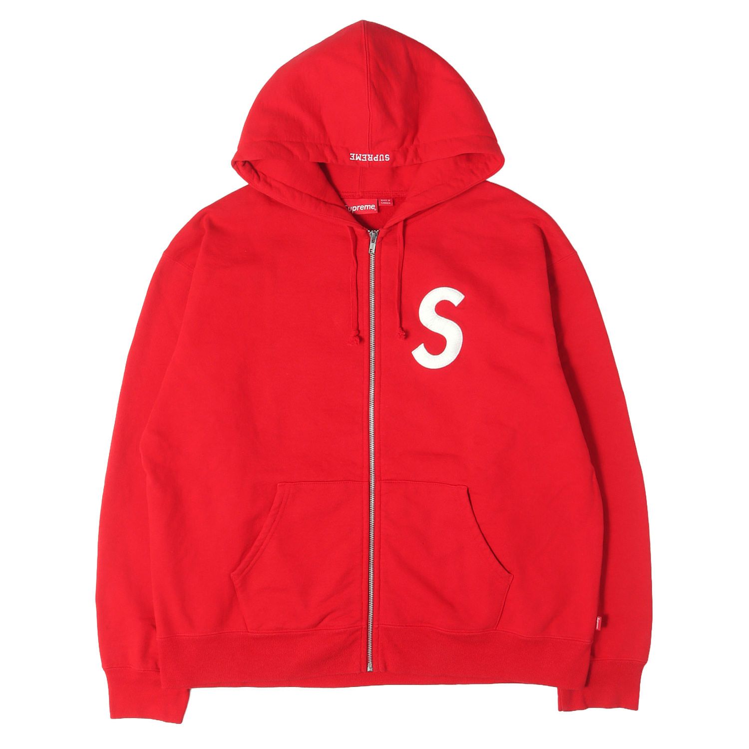 Supreme シュプリーム パーカー レッド サイズ:L 23AW Sロゴ ジップ スウェット パーカー S Logo Zip Up Hooded Sweatshirt カナダ製 トップス フーディー【メンズ】【中古】